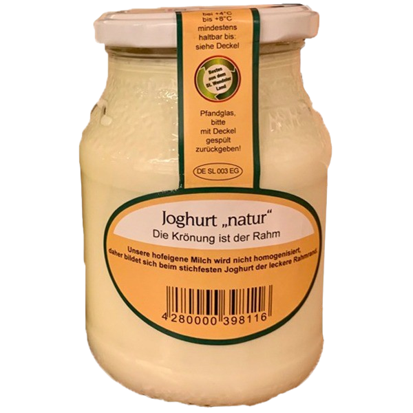Joho-Joghurt natur 500g im Glas (mit leckerem Rahmrand wie hausgemacht)