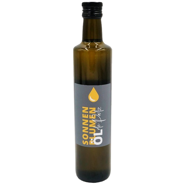 Sonnenblumenöl „Oel de Palz“ 500ml (kaltgepresst, erhitzbar bis ca. 190°C)